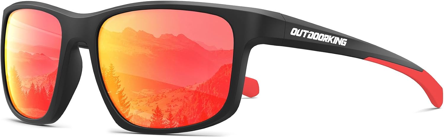 

Спортивные поляризованные солнцезащитные очки для женщин, защита от УФ-излучения UV400, идеально подходят для езды на велосипеде, игры в гольф, пеших прогулок, пиклбола и бега OUTDOORKING, Black + Red