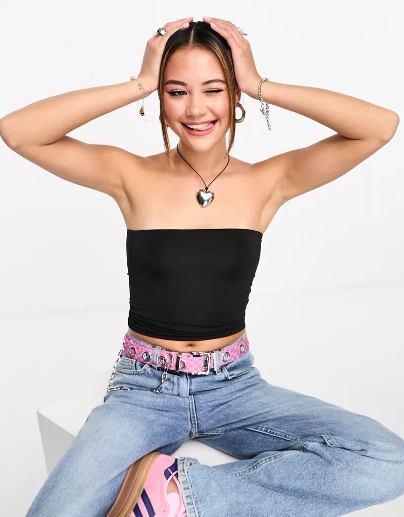 

Черный топ без бретелек Cotton On shape Cotton:On