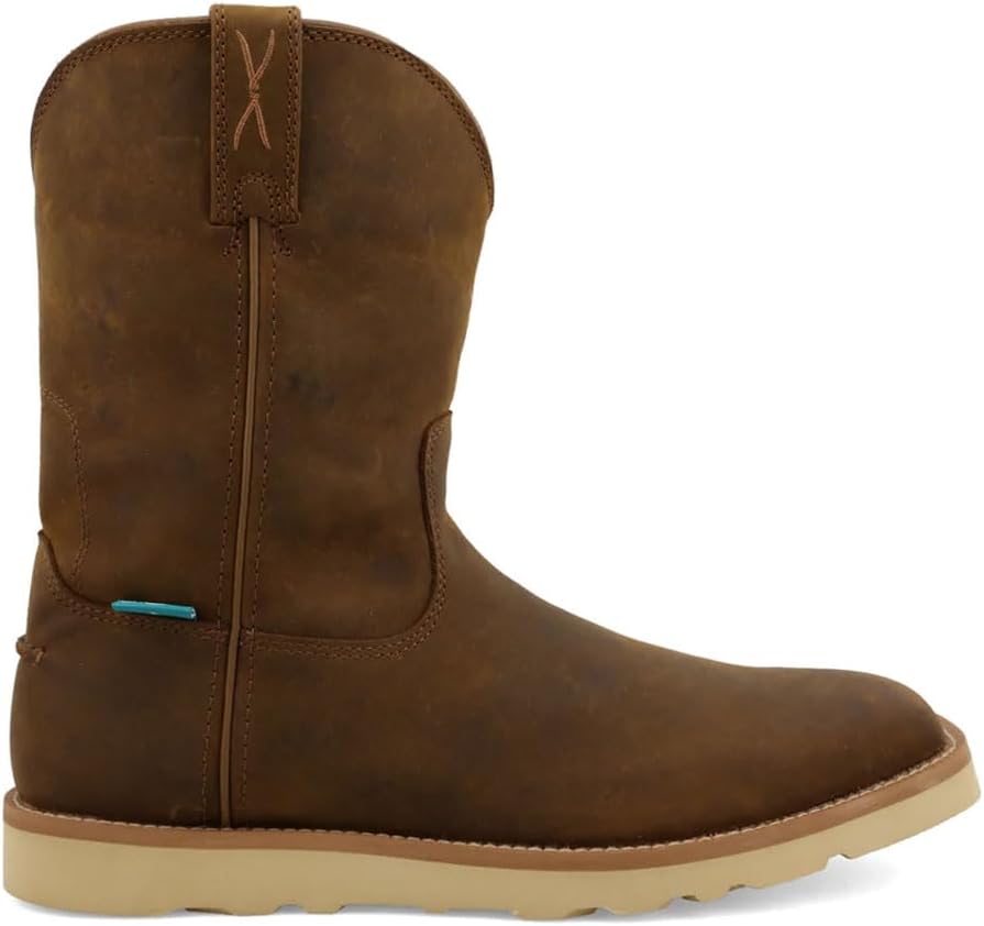 Ботинки Twisted X Men's 10 Work с подошвой на клиновидном каблуке, Distressed Saddle — фото 3