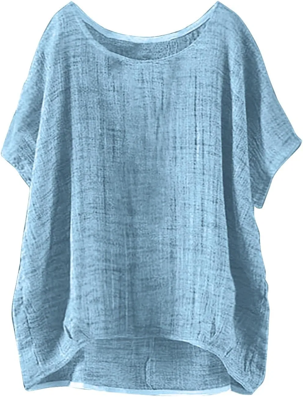 Блуза свободная из льна, Sky Blue