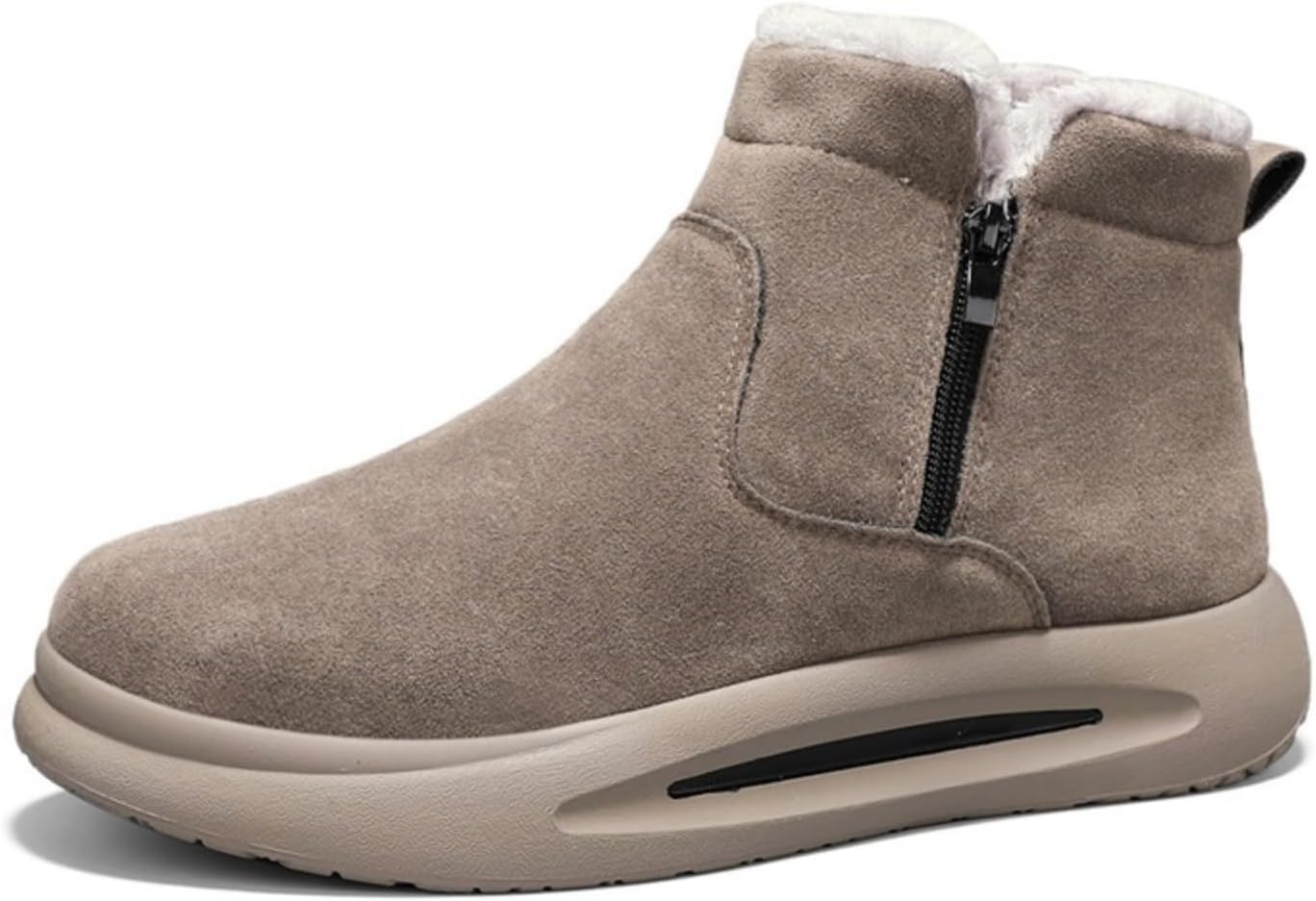 

Мужские зимние сапоги с флисовой подкладкой: боковая молния, мягкая толстая подкладка, легкая амортизирующая подошва, замшевая текстура- идеально для холодной погоды, повседневной и повседневной носки Khwfjas, коричневый