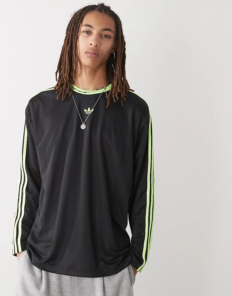 

Жаккардовая майка с длинными рукавами adidas Originals Adicolor черного и зеленого цветов