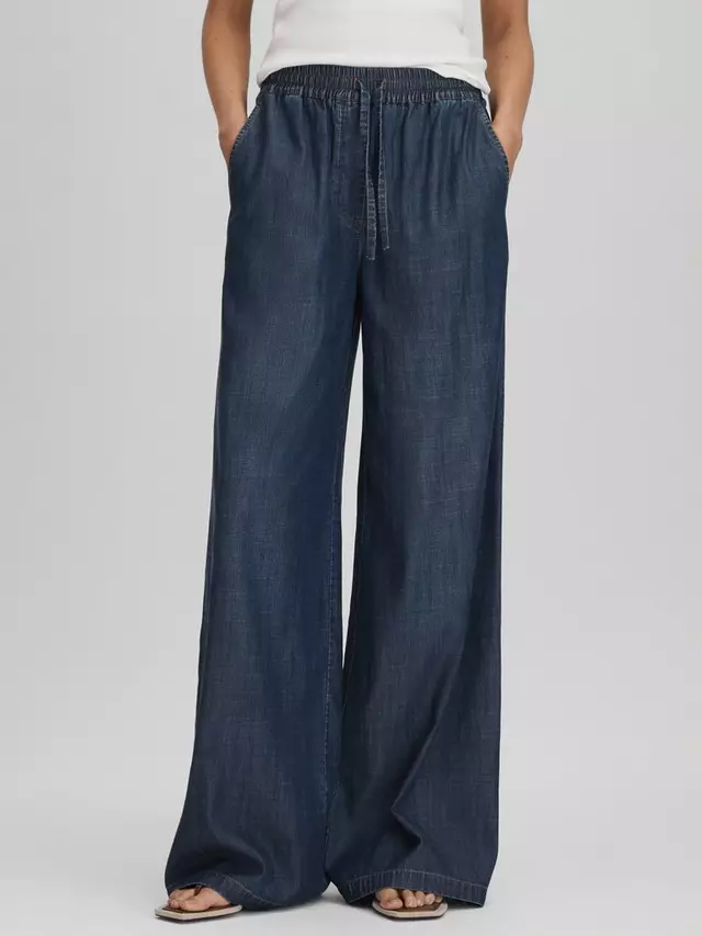 

Брюки Reiss Carter Denim Look Wide Leg, цвет mid/blue