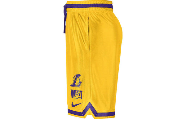 Шорты Nike x NBA Dri-FIT LAKERS Basketball Shorts 'Yellow Purple', желтый — фото 4