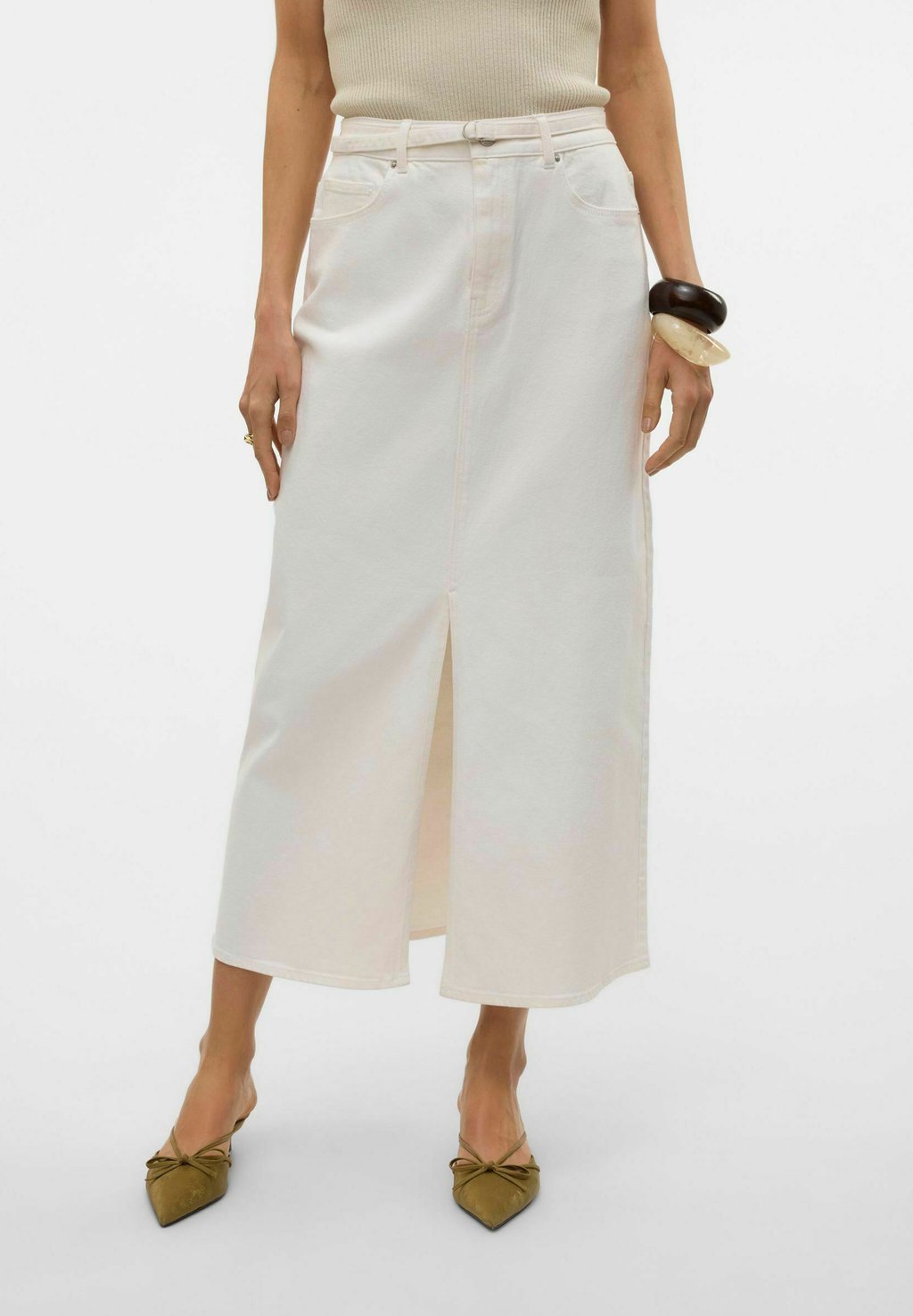 

Джинсовая юбка VMLIZZY HOHE TAILLE LANGER - Maxi skirt Vero Moda, кремовый