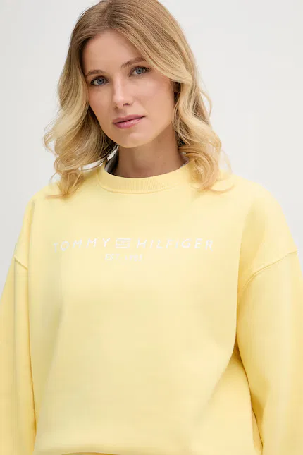 Худи женское свободного кроя Tommy Hilfiger, желтый — фото 4