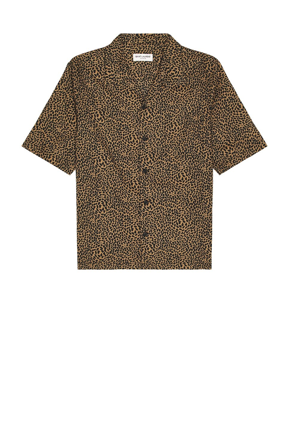 

Гавайская рубашка с коротким рукавом Saint Laurent, цвет Black & Camel