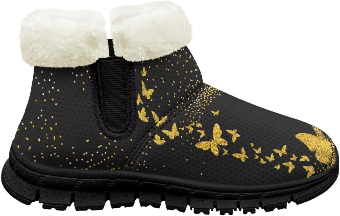 

Детские ботинки на щиколотку для девочек, противоскользящие зимние ботинки для бега, с утепленной подкладкой, на мягкой подошве Pointodoor, Gold Yellow Butterfly
