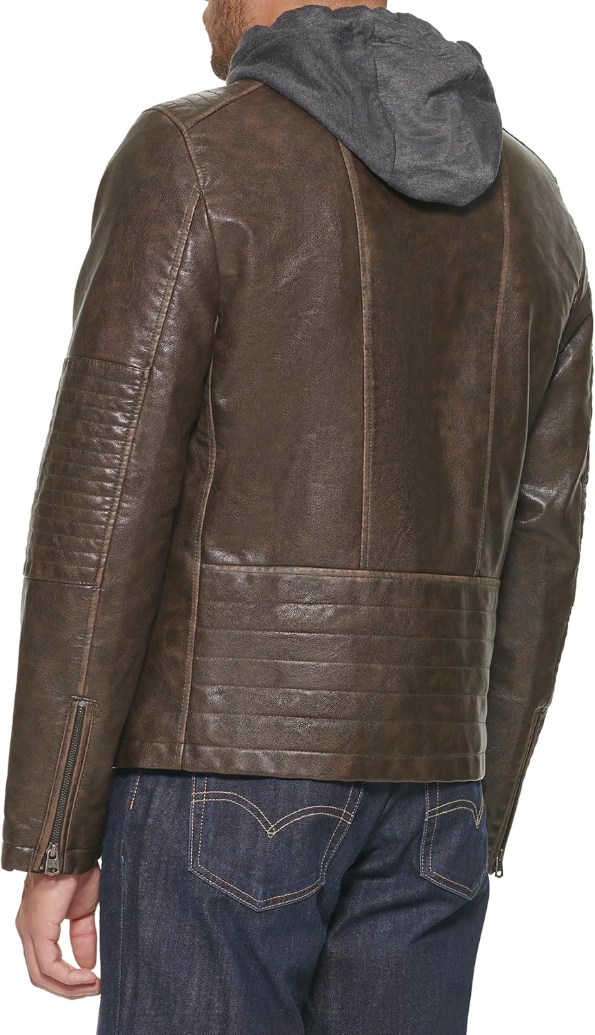 Мужская гоночная куртка Levi's из искусственной кожи, Deep Brown Cow Hooded — фото 2