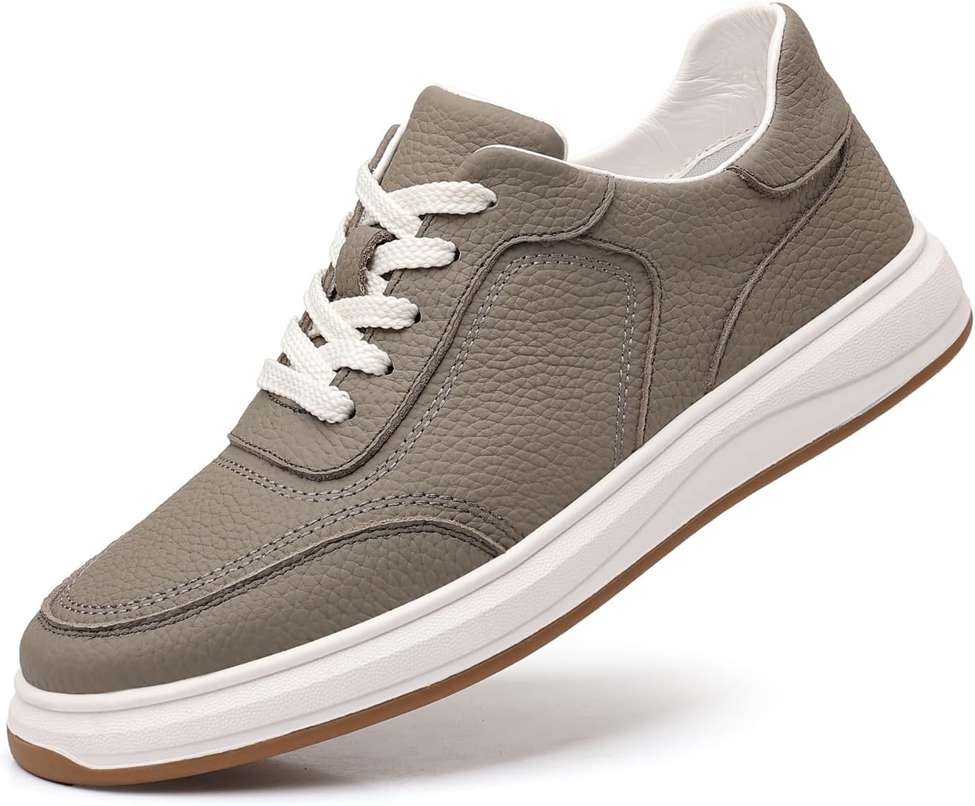 

Мужские кроссовки-лоферы на шнуровке из натуральной кожи, повседневные для прогулок и вождения Welrung, серый