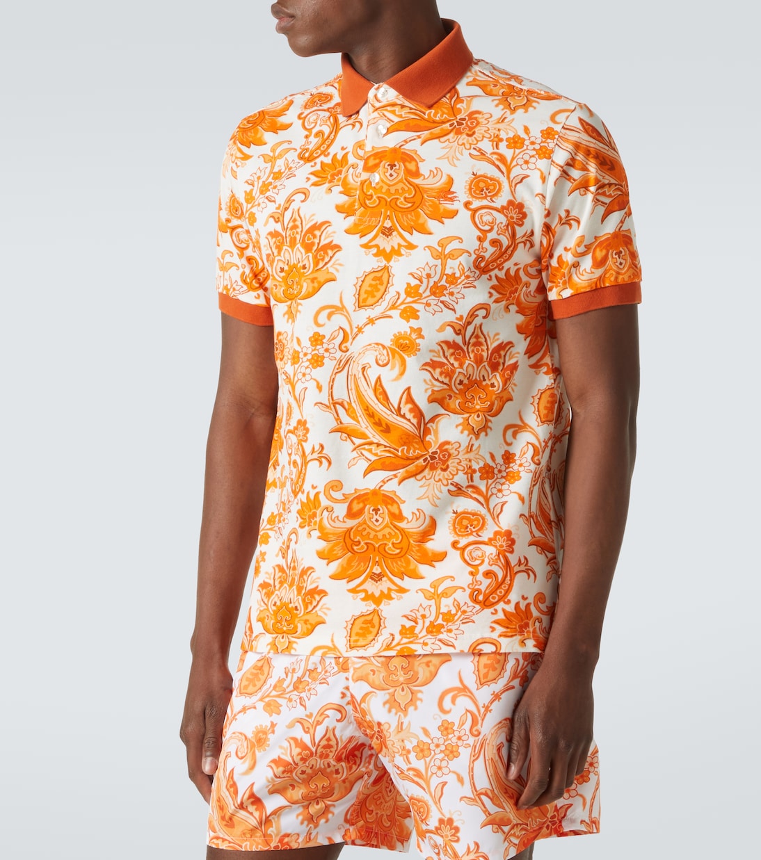 Поло из хлопка с узором пейсли Etro, Orange Exclusive — фото 3