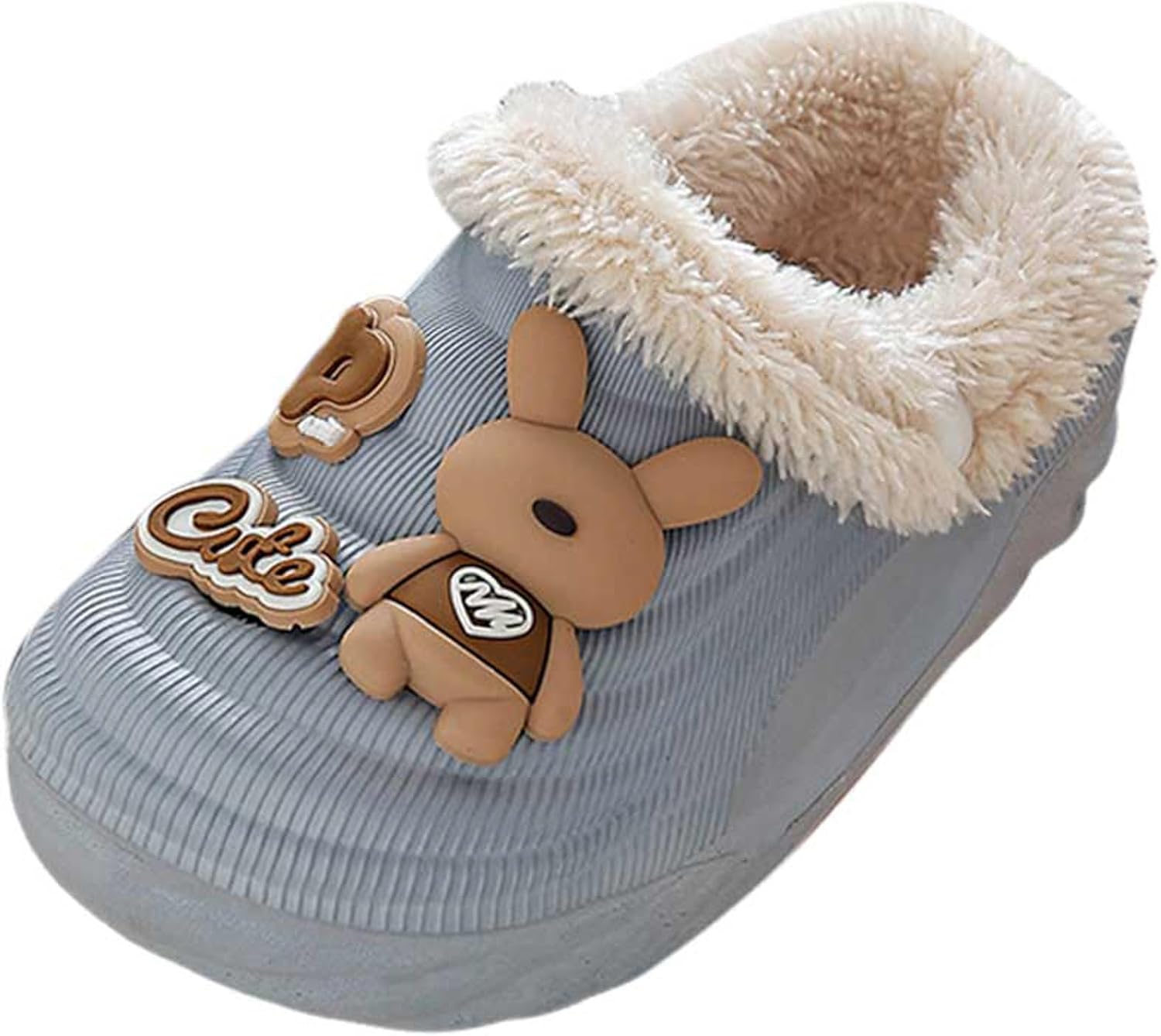 

Детские теплые тапочки IWIHMIV, удобные плюшевые для девочек и мальчиков, с нескользящей подошвой, зимние, для дома и улицы, с мультяшным рисунком, светло-голубой