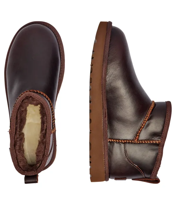 Кожаные зимние ботинки классические ультра мини Ugg, коричневый — фото 4