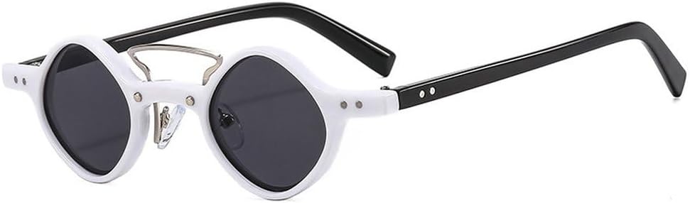 

Модные маленькие квадратные солнцезащитные очки для женщин в стиле ретро с двойной перемычкой, прозрачными линзами цвета океана, защитой от УФ-излучения UV400, для мужчин с заклепками, в стиле панк SKFGNX, White Black Grey