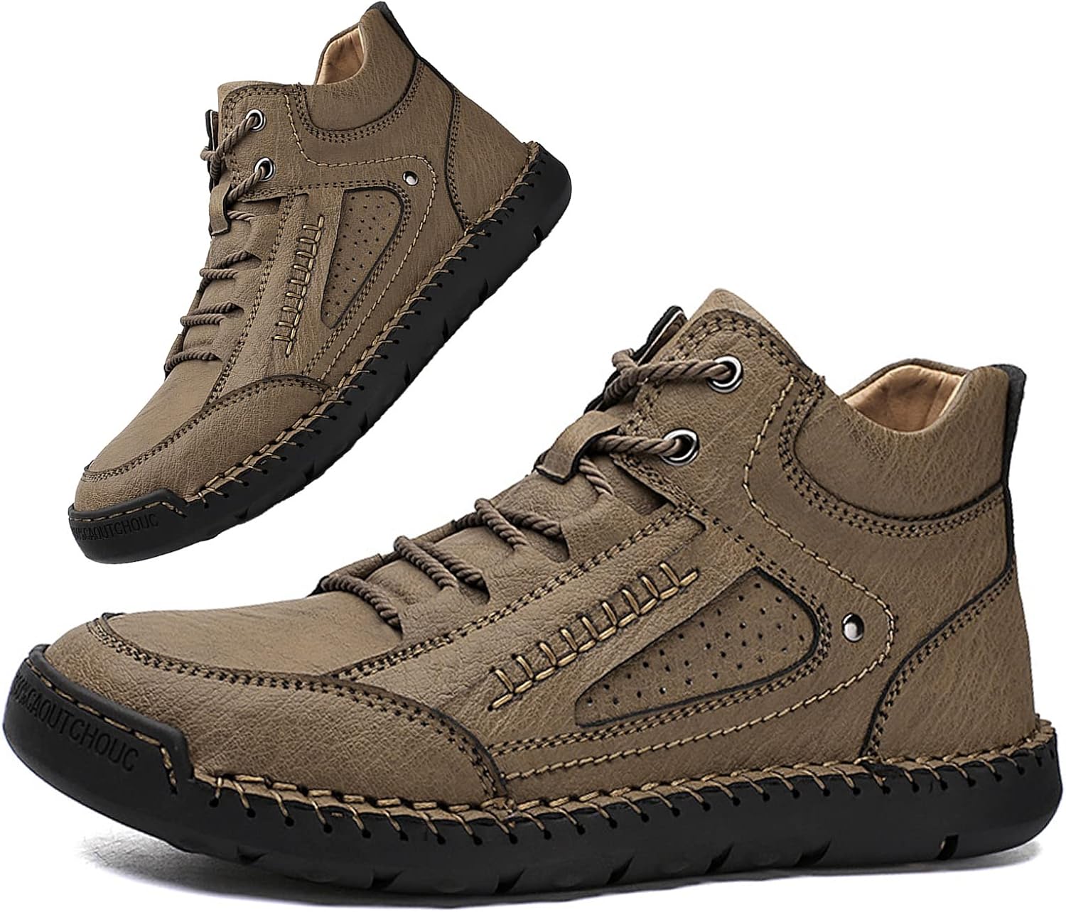 

Мужские повседневные лоферы, ботинки Чукка до щиколотки, ручная строчка, средней высоты, мягкая кожа, шнуровка, оксфорды, прогулочные и обувь для вождения Angrymonkey, хаки