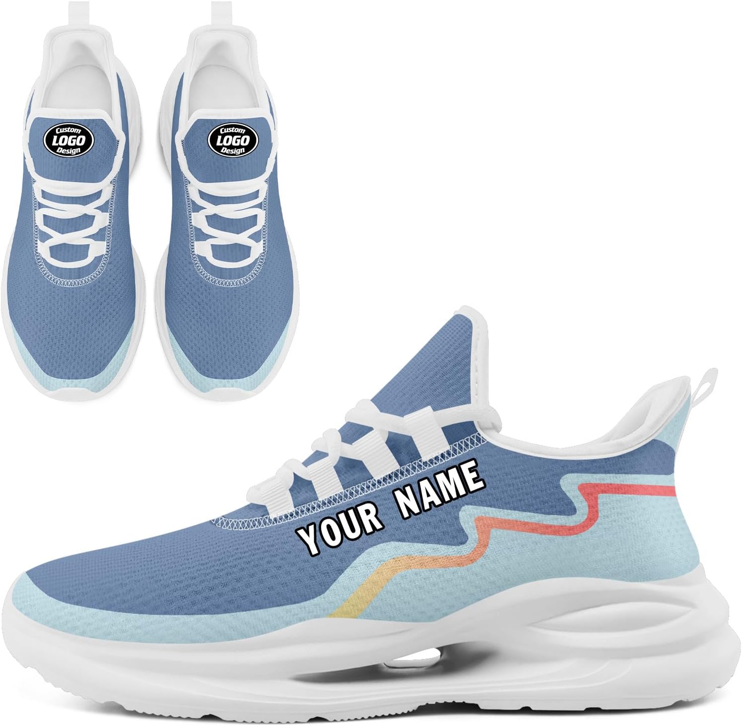 

Кроссовки AWSOLE Custom Sports Team для мужчин и женщин, персонализированный подарок с логотипом и именем, легкие кроссовки для бега, тенниса, бейсбола и тренажерного зала, белый/синий/оранжевый/голубой