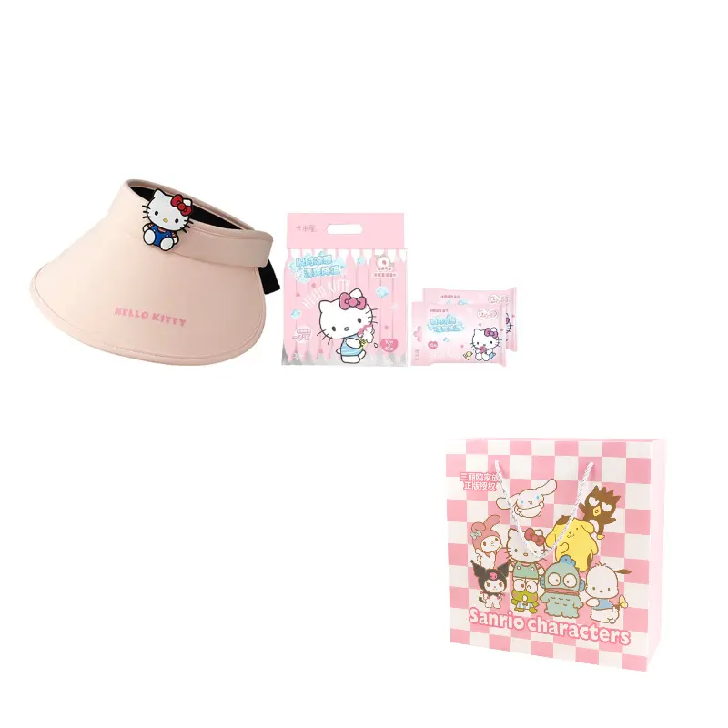

Sanrio Унисекс панама из полиамида с защитой от солнца, Hello Kitty Visor Sun Protection Hat+Cooling Wipe