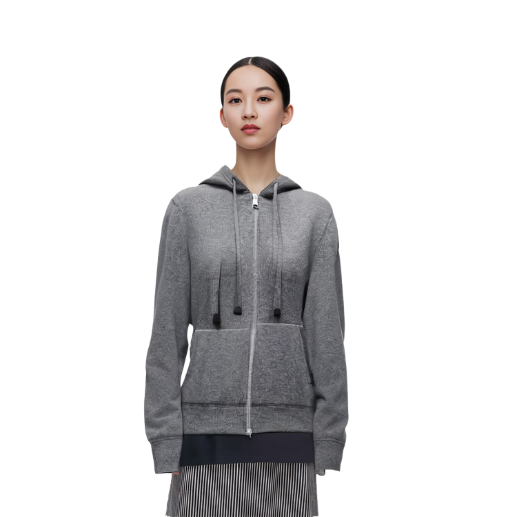 Толстовка с молнией 'Grey' Moncler, серая — фото 3