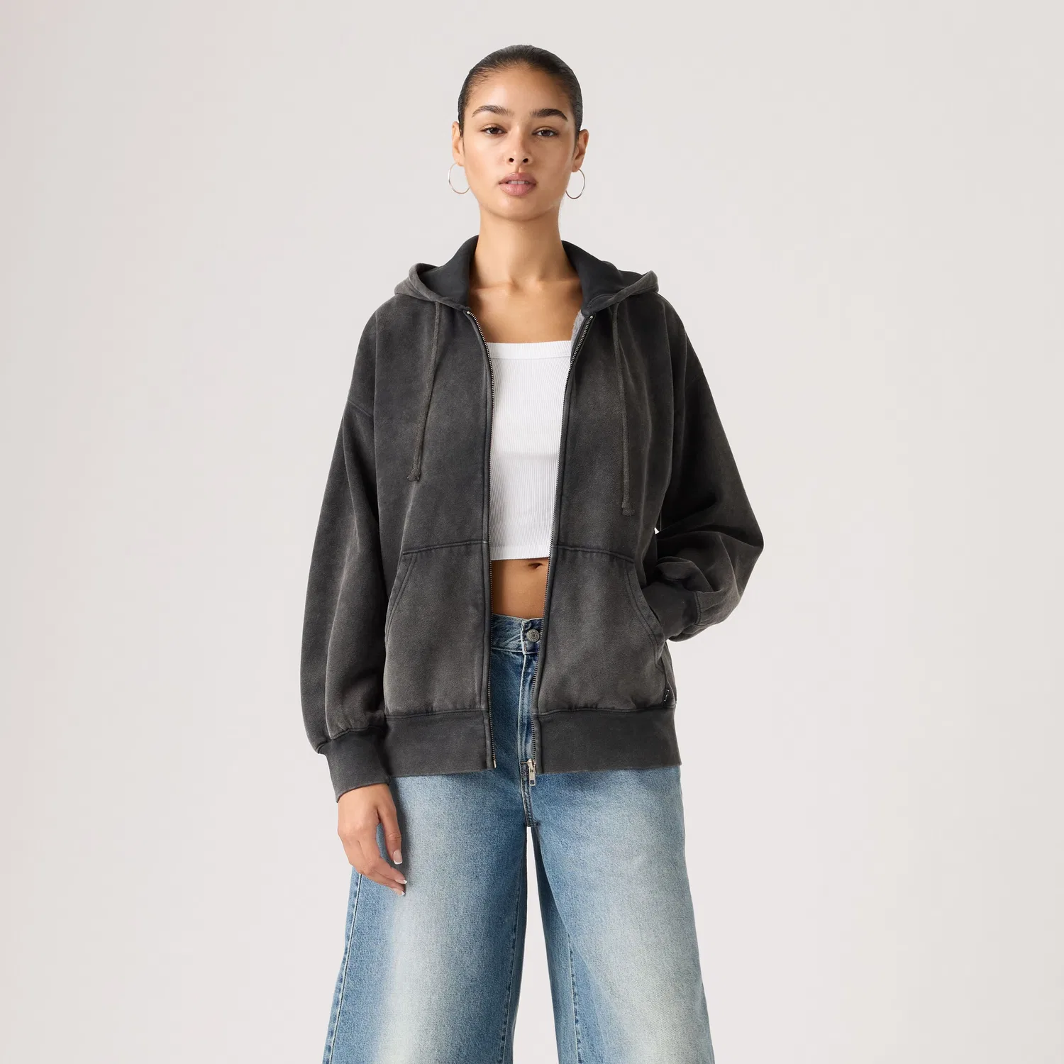 Женская винтажная толстовка свободного кроя с эффектом окрашивания ткани Levi's, Black — фото 2