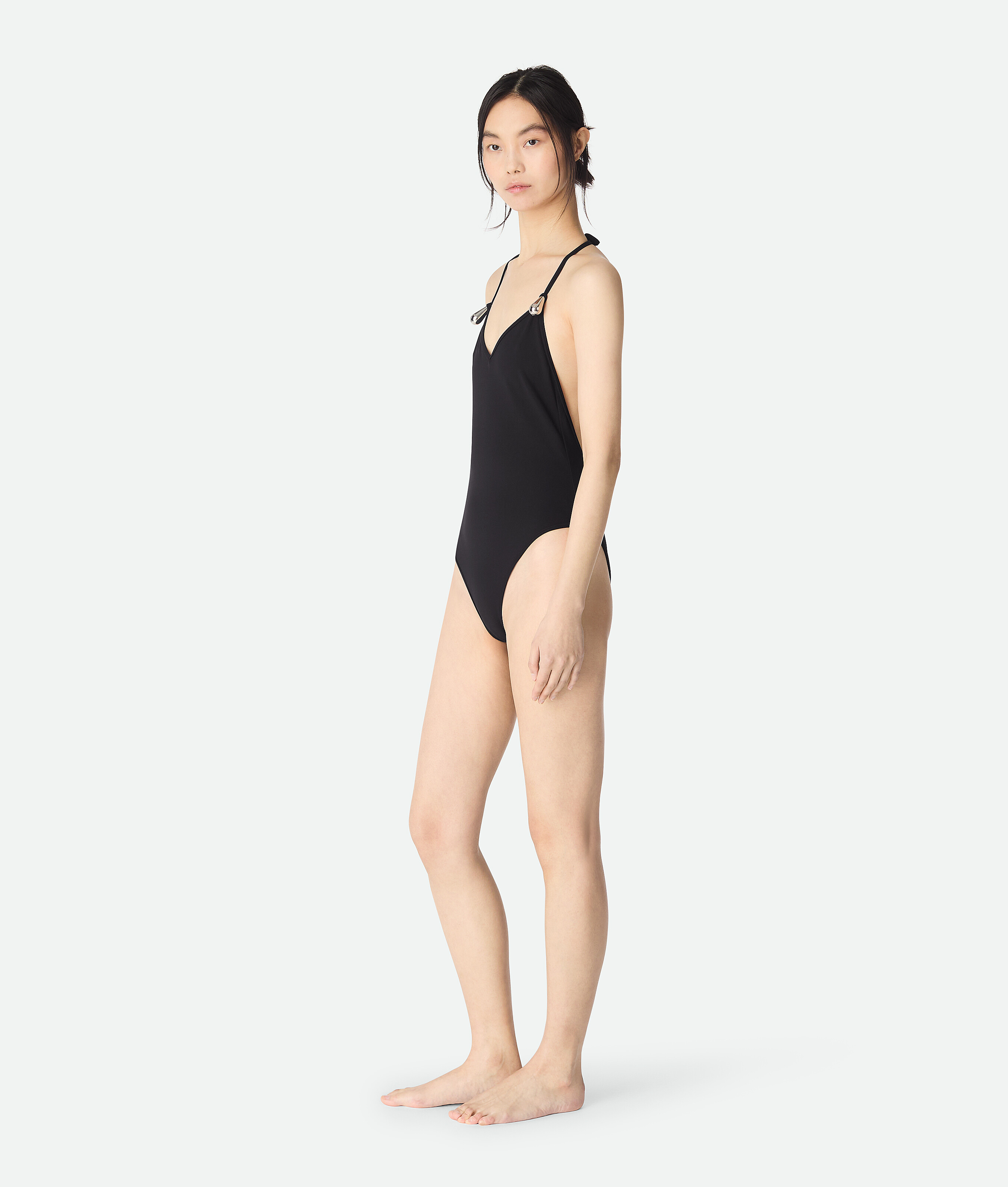 Stretch nylon swimsuit BOTTEGA VENETA, черный — фото 2
