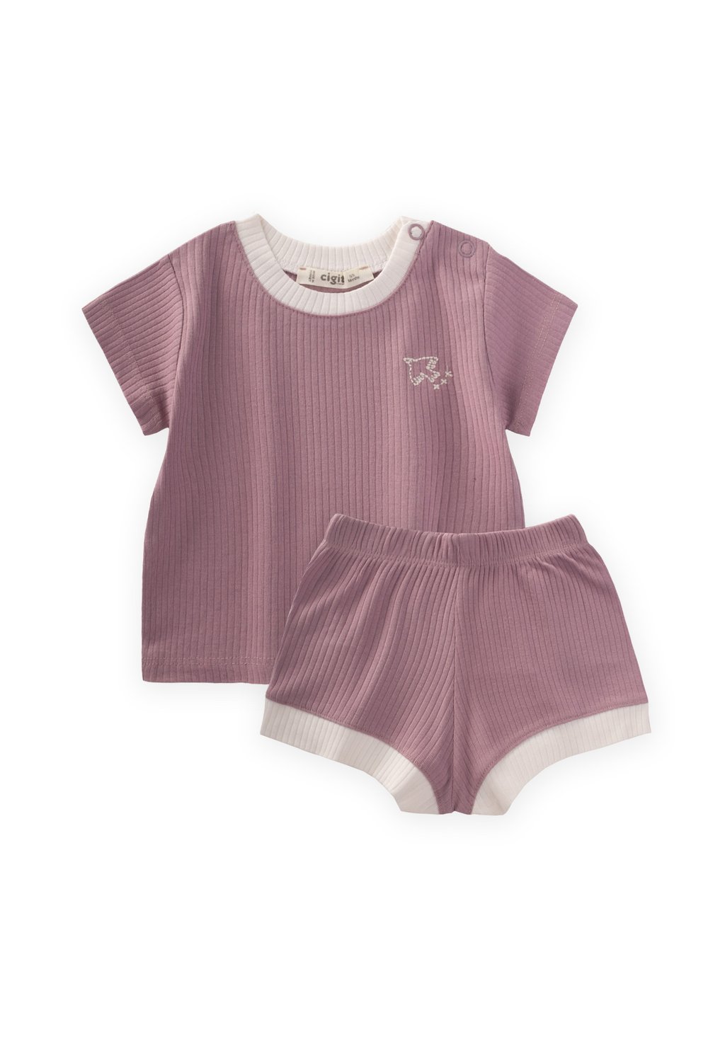 

Футболка с принтом BIRD EMBROIDERED CONTRAST SET Cigit, сиреневый