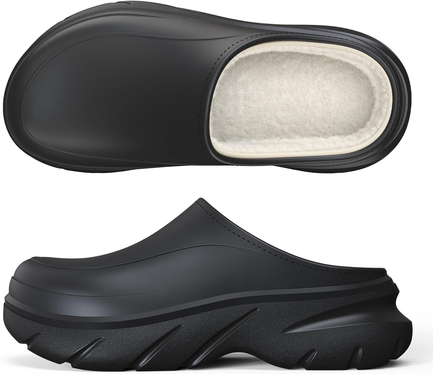 

Унисекс зимние водонепроницаемые тапочки YASSIA для улицы, с пушистой подкладкой, нескользящие, с резиновой подошвой, для дома и улицы, комфортные в холодную погоду, черный