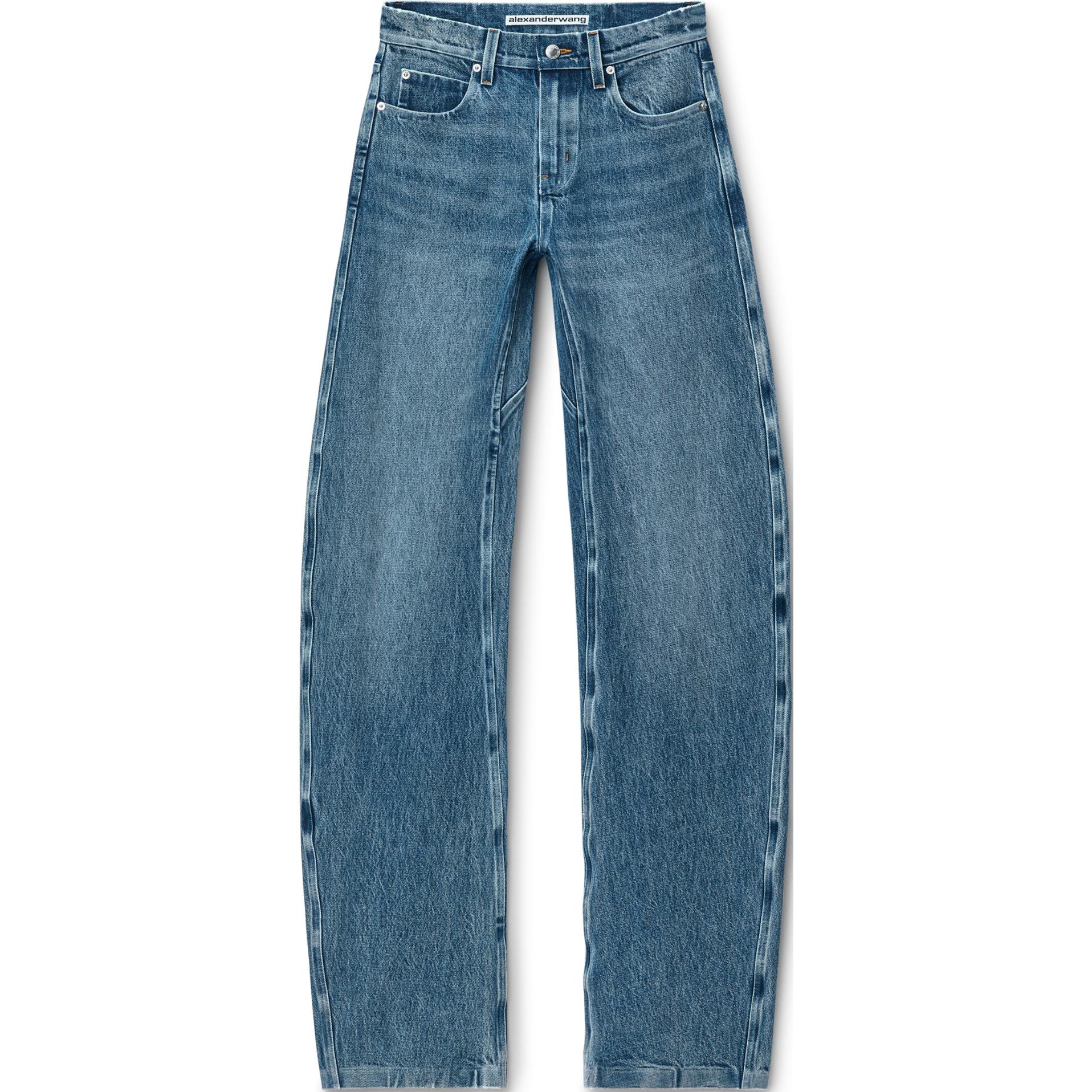 

Alexander Wang Джинсы Vintage Medium Indigo с заниженной талией, с бантовой ластовицей, проклеенными швами