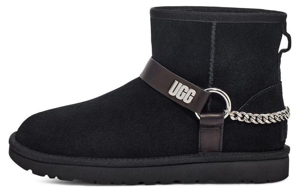 Ботинки женские UGG с металлической цепочкой, черный