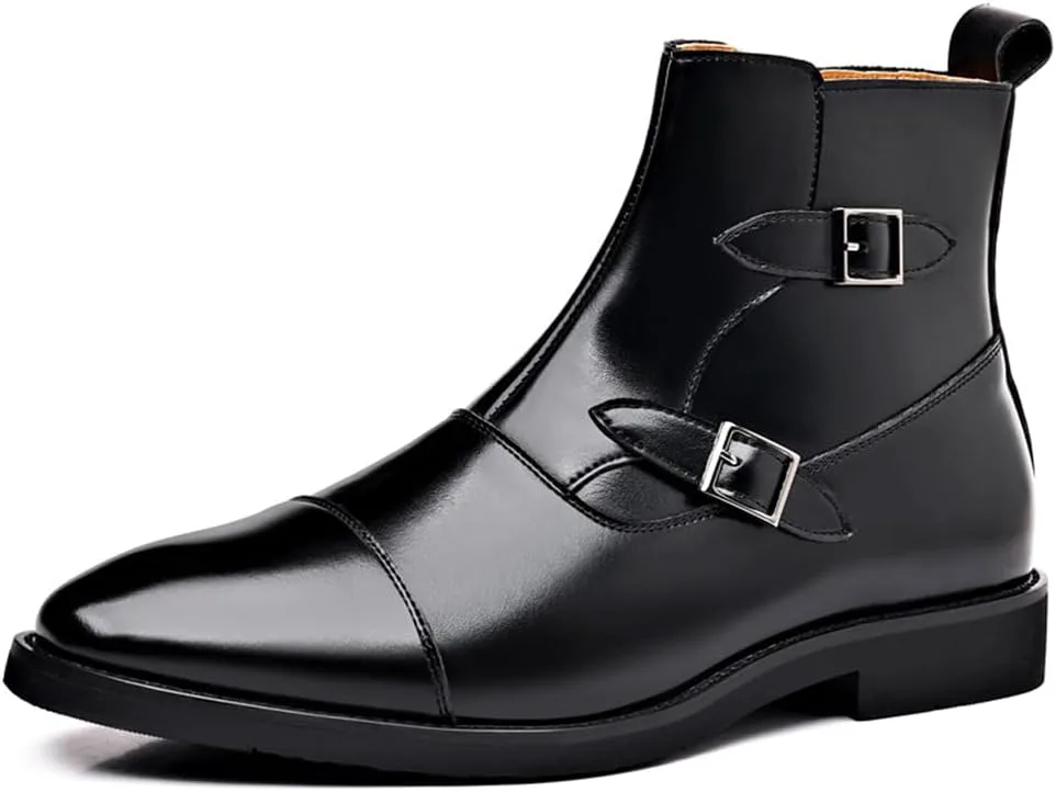 Мужские классические кожаные ботинки на боковой молнии Ботинки Chelsea Boots Chukka Slip-On с заостренным носком, модное деловое платье на низком каблуке Ботинки Chelsea Abborora, черный