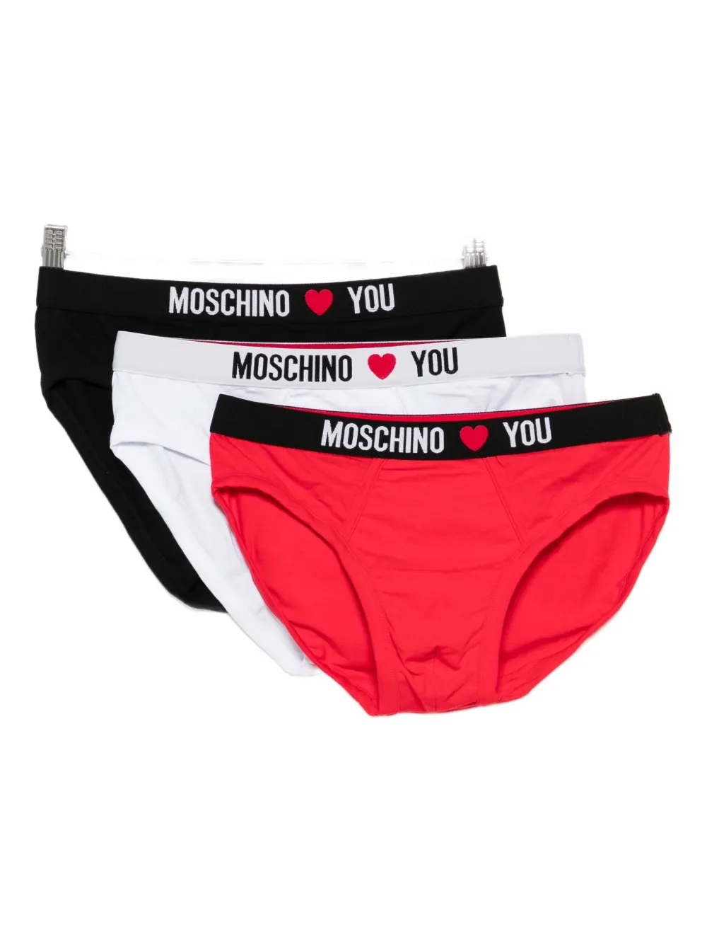 

Трусы с логотипом на поясе (набор из трёх штук) Moschino, красный