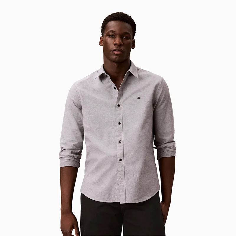 Рубашка мужская с лацканом умеренной ширины Calvin Klein, YAA-Moon White — фото 3