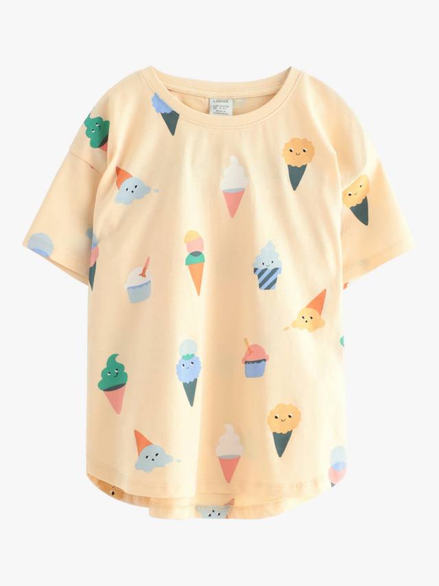

Детская футболка с принтом мороженого из хлопка Lindex, Light Yellow