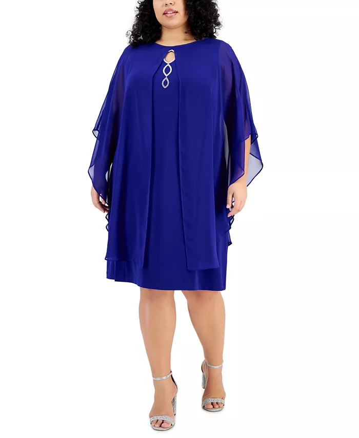

Платье-футляр с накидкой Plus Size Connected, синий