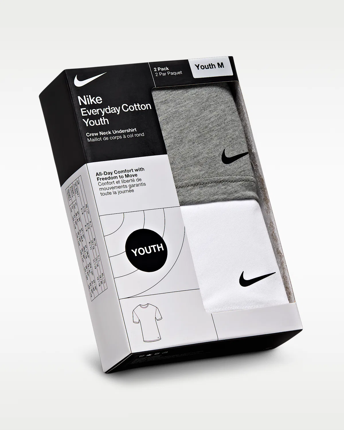 Детская майка Nike Big Kids' Crew Undershirt (2-Pack), White/Dark Grey Heather — фото 3