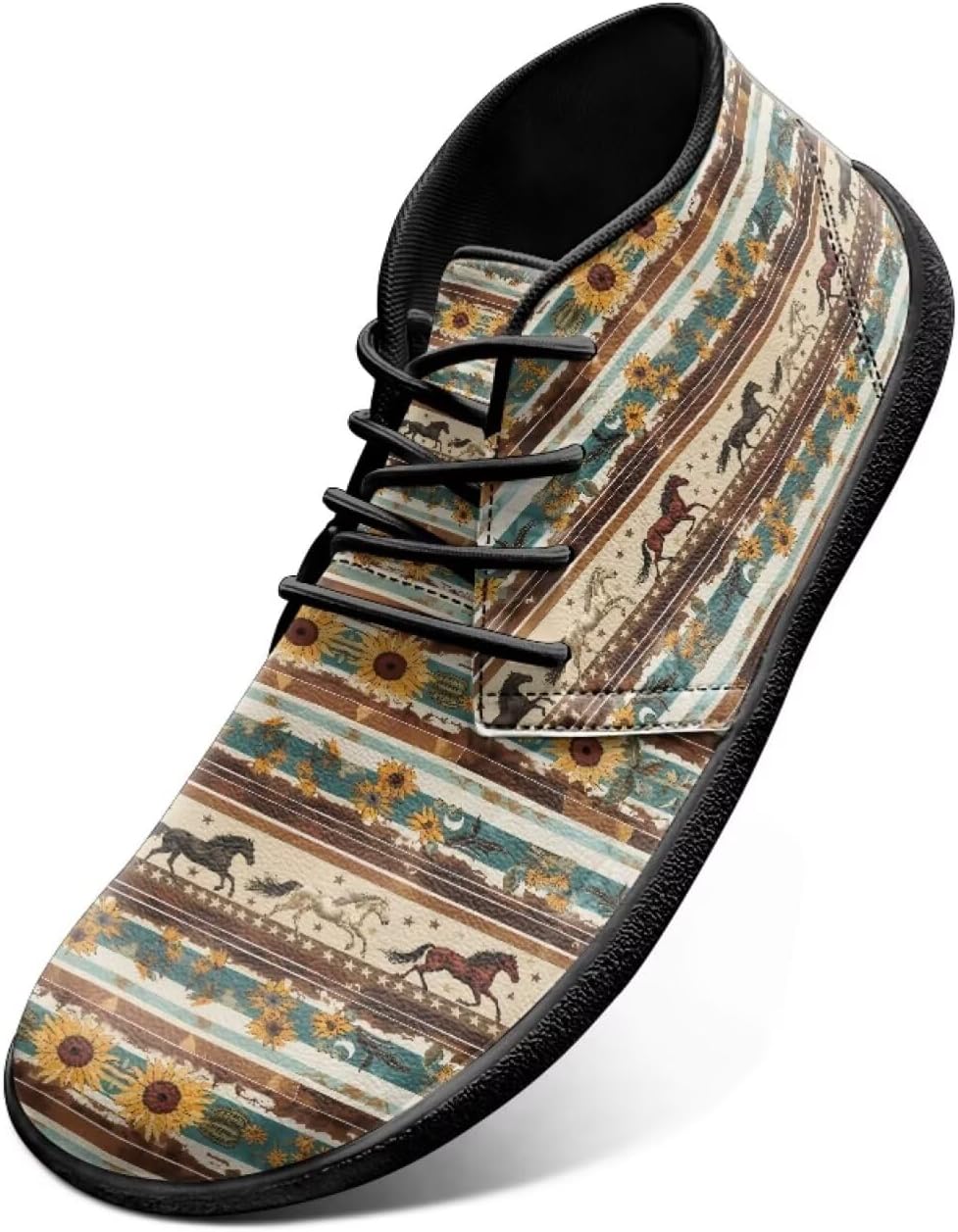 

Мужские классические кроссовки с шнуровкой, кожаные, с широкой носочной частью, удобные, с животным принтом, для бега и спорта, повседневная уличная обувь Chririnla, Horse Aztec