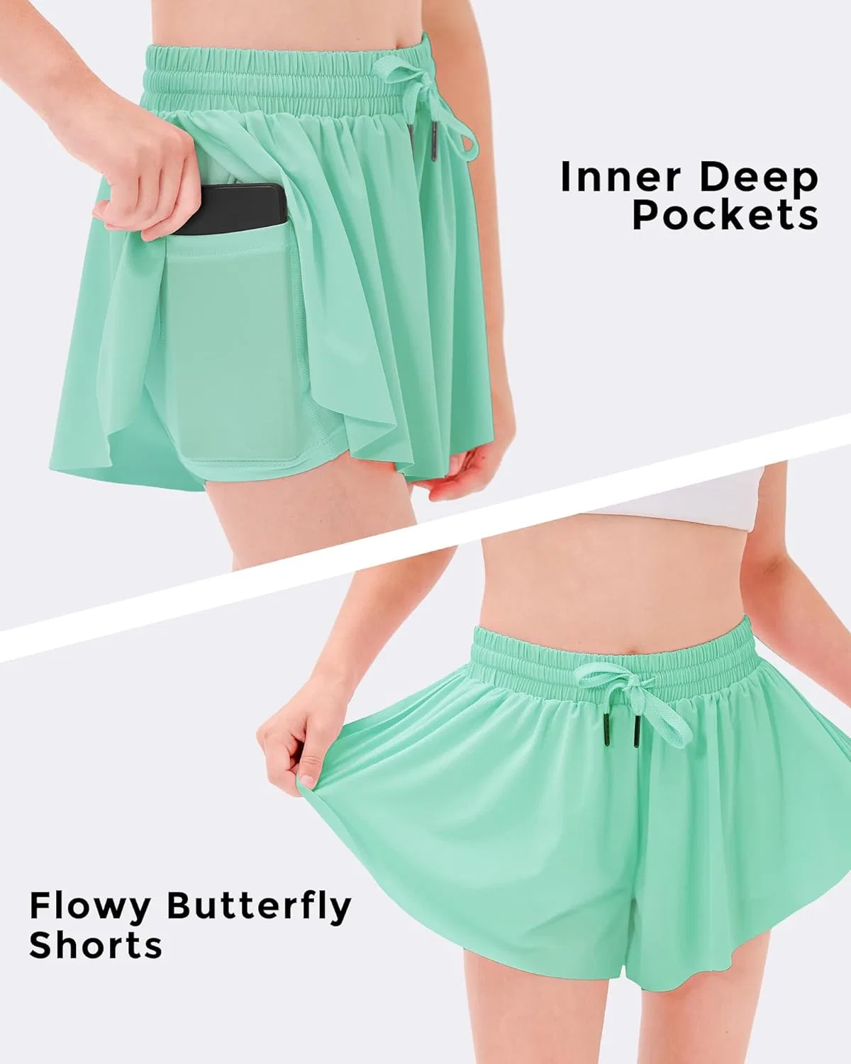 Шорты для девочек Stelle Flowy Shorts, Mint Green — фото 3