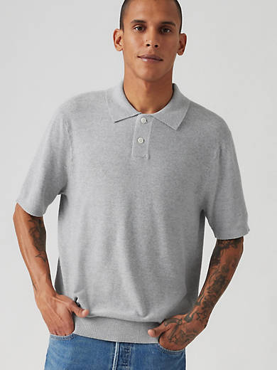 

Хлопок льняной свитер трикотажная рубашка поло Levi's, цвет Midtone Heather Grey - Multi-Color