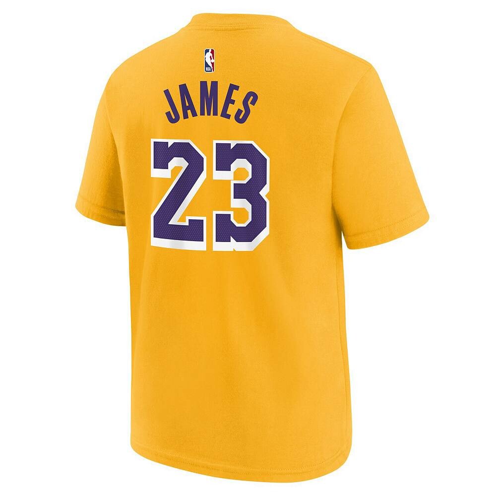 Молодежная футболка LeBron James Gold со значком «Лос-Анджелес Лейкерс» с именем и номером Nike, цвет Lak Gold — фото 4