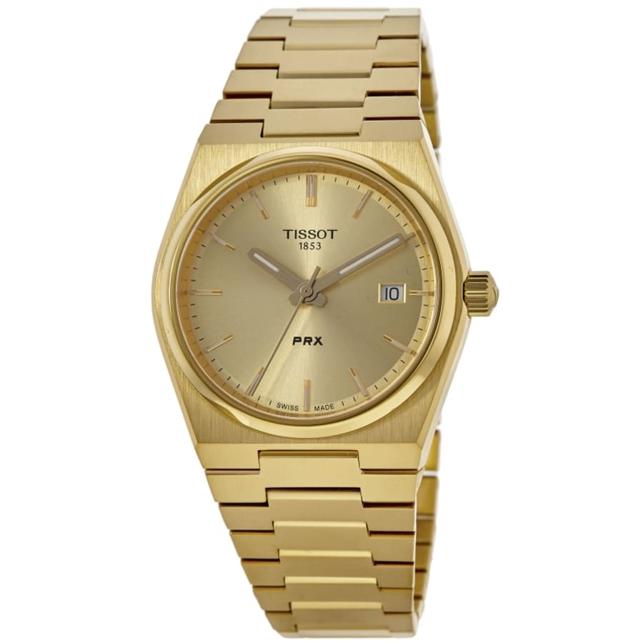 

Часы унисекс Tissot PRX Quartz 35 мм с циферблатом цвета шампанского и золотистой сталью, цвет champagne