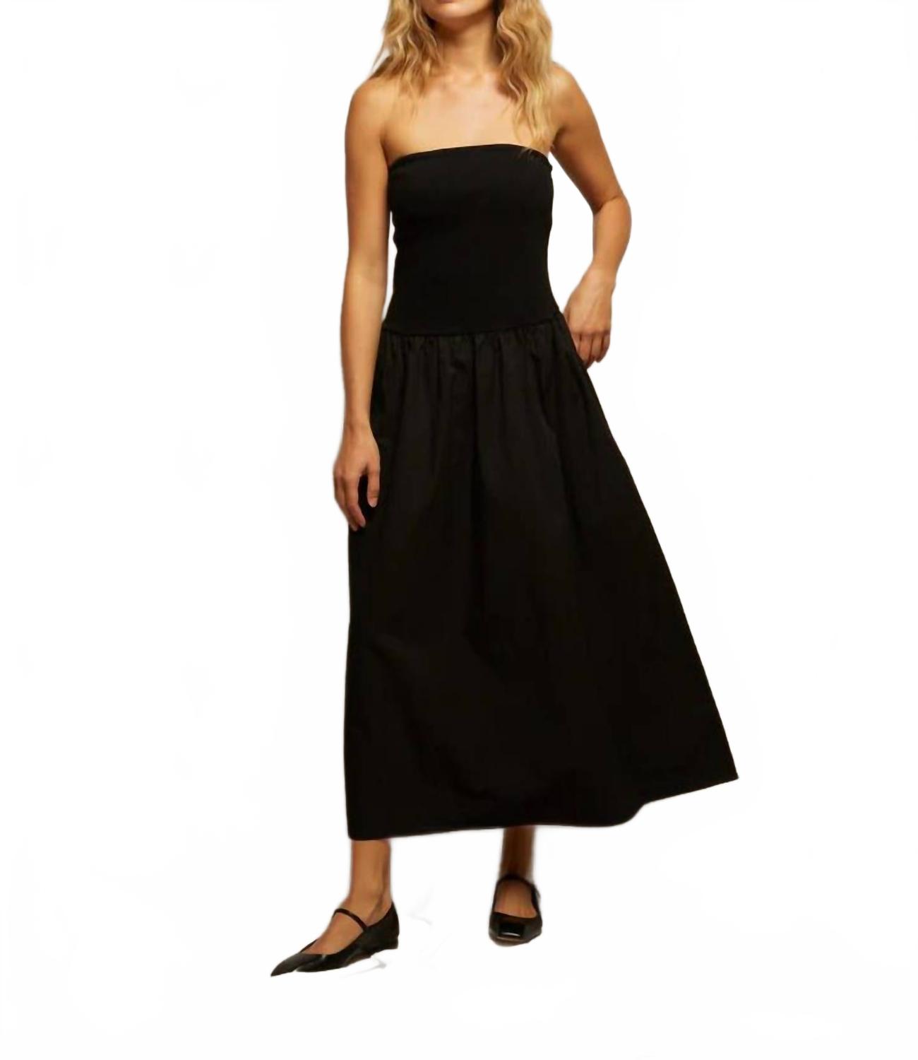 

Кай Плетеный Поплиновый Бесплечевое Платье В Истинно Черном PERFECTWHITETEE