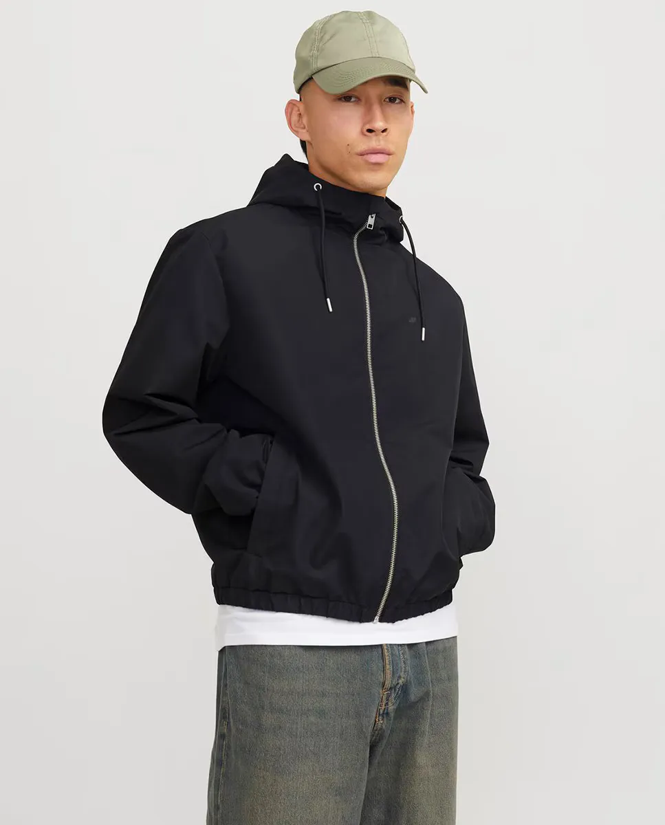 

Мужская легкая куртка на молнии с капюшоном Jack & Jones, черный