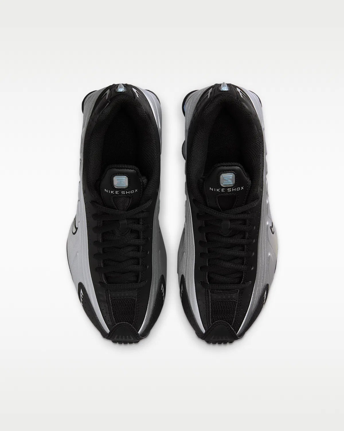 Детские кроссовки Nike Shox R4, Metallic Silver/Black/Psychic Blue/Metallic Silver — фото 4