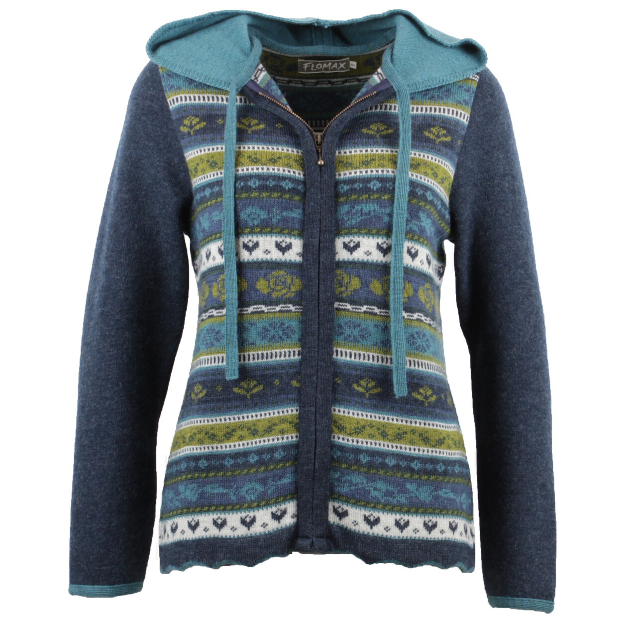 

Шерстяная куртка Flomax Women's Kapuzen Jacke Jolanda, цвет Nachtblau/Türkis