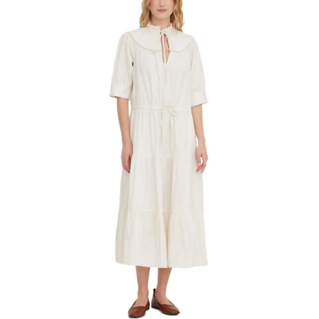 

Многоярусное миди-платье Elia Polo Ralph Lauren, слоновая кость