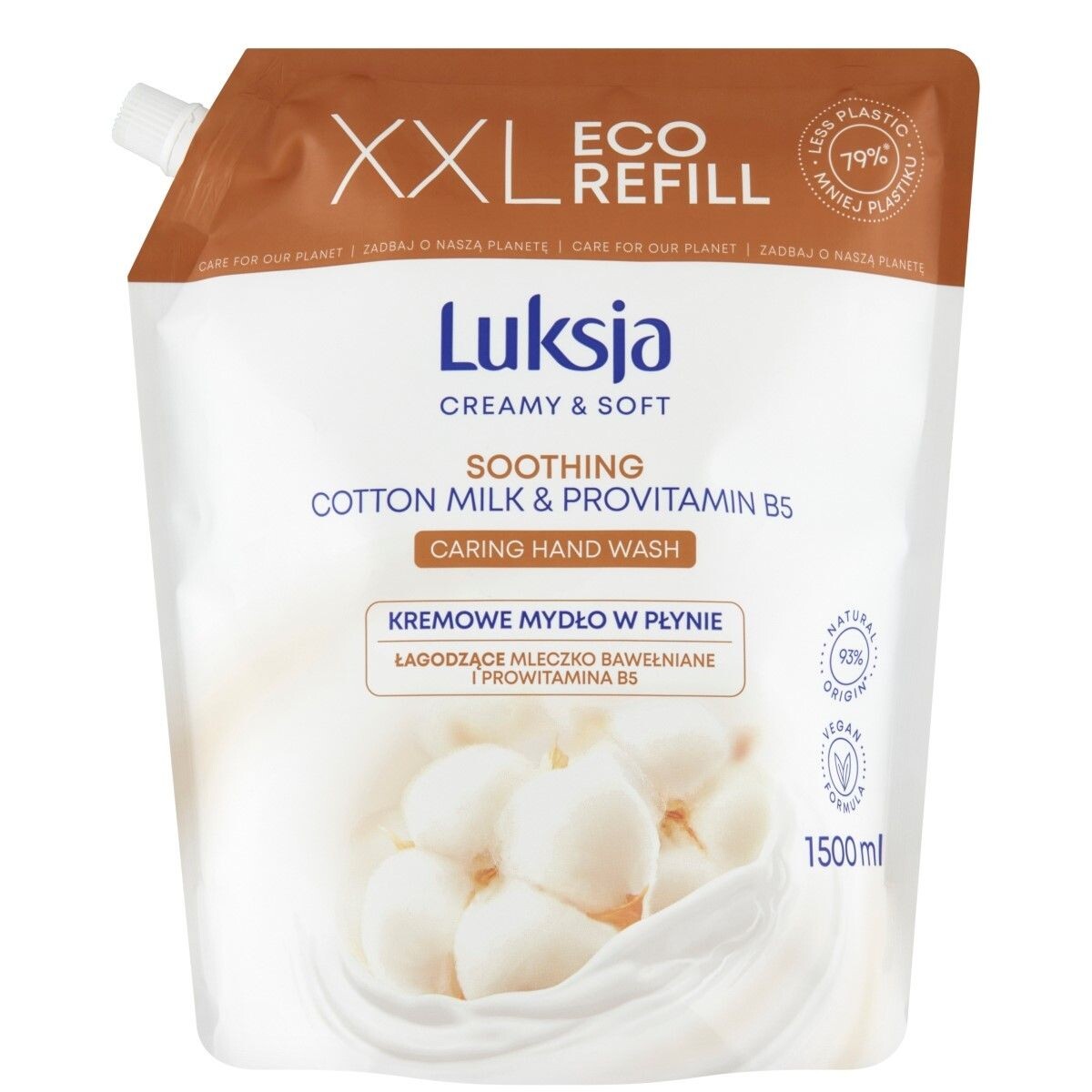 

Сменный блок - жидкое мыло Luksja Cotton Refill, 1500 мл