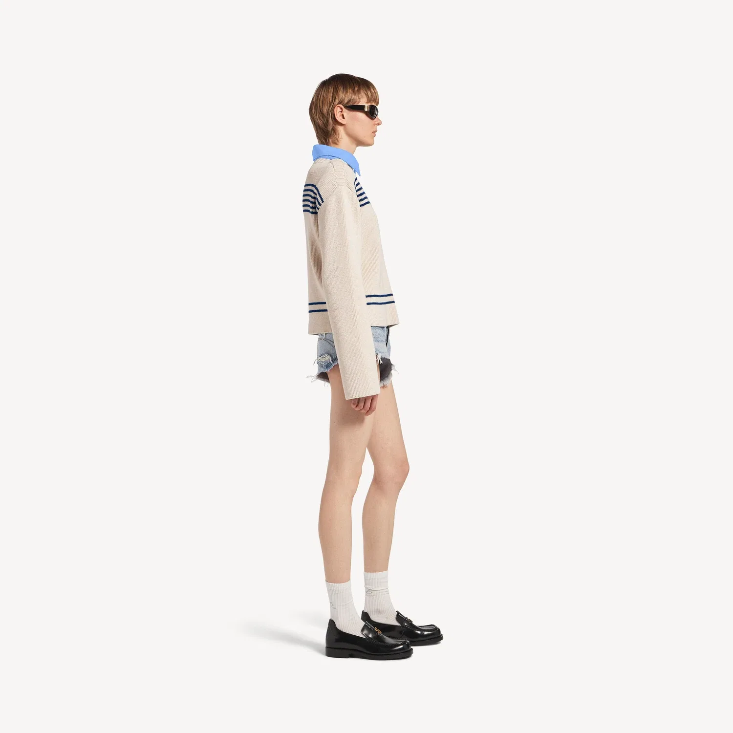 Женские мини-шорты Balenciaga цвета выбеленного светло-голубого — фото 3