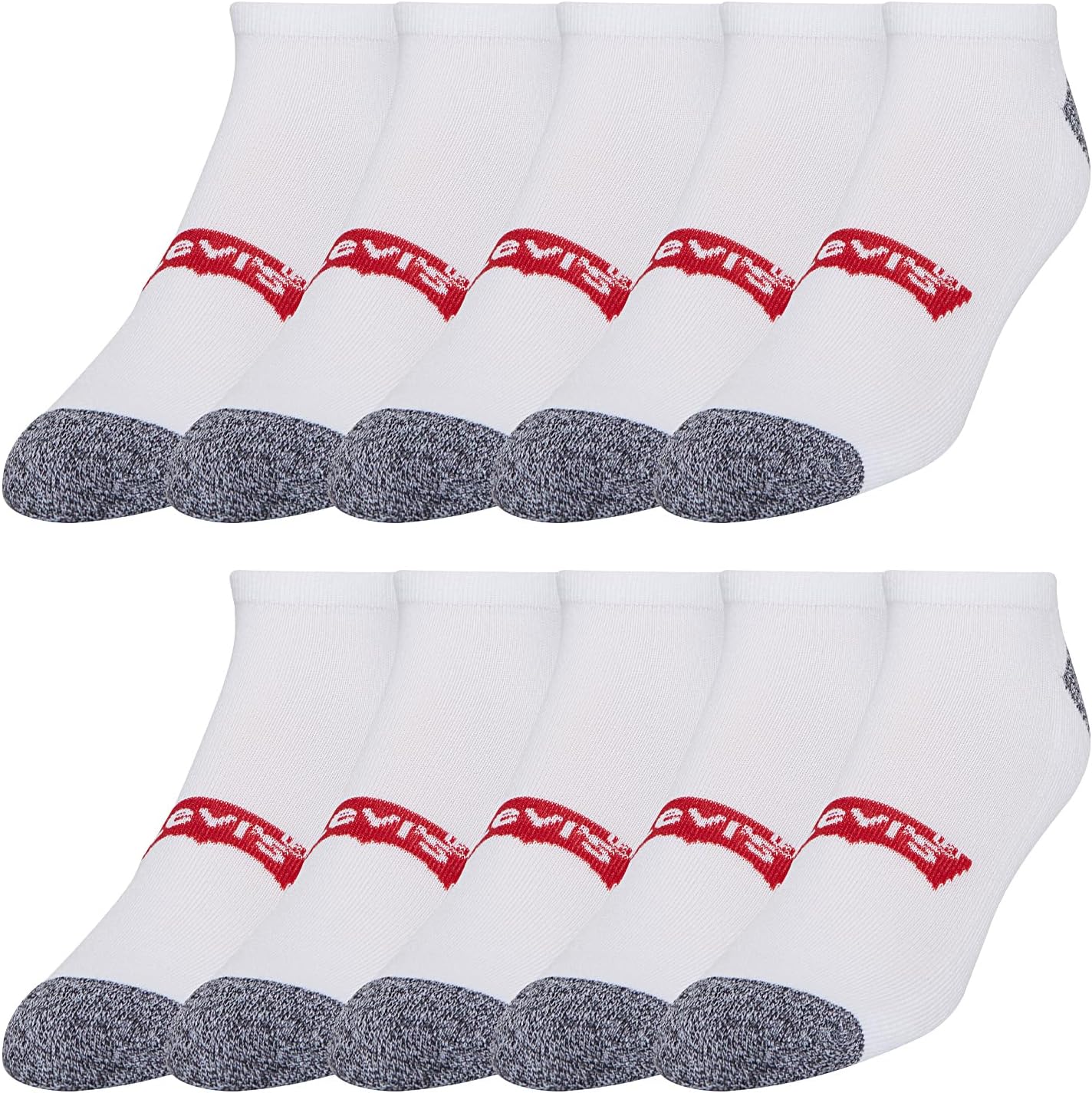 

Мужские носки Levi's, 10 пар, низкие носки длиной до щиколотки, с закрытым носком, спортивные носки премиум-класса, размер 9-12, White