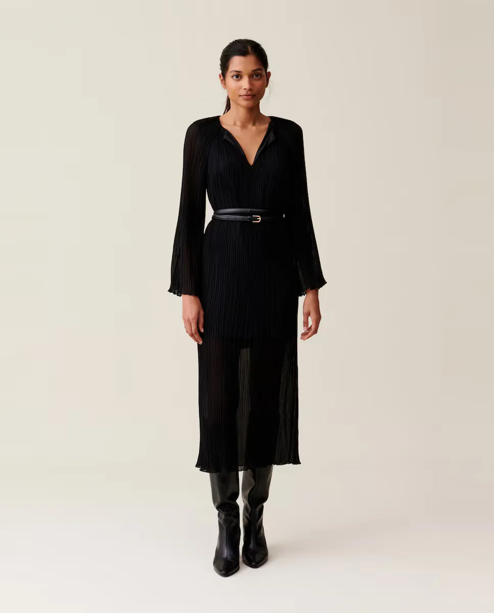 

Полупрозрачное плиссированное платье Claudie Pierlot, черный