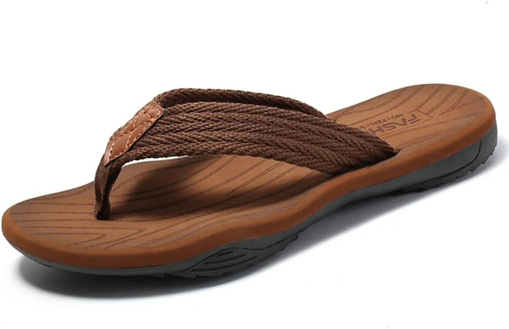 

MGGMOKAY Men's Flip Flops Сандалии Comfortable Thong Сандалии Arch Support Casual T-Strap Сандалии for Men Summer Beach Slides Shoes, коричневый