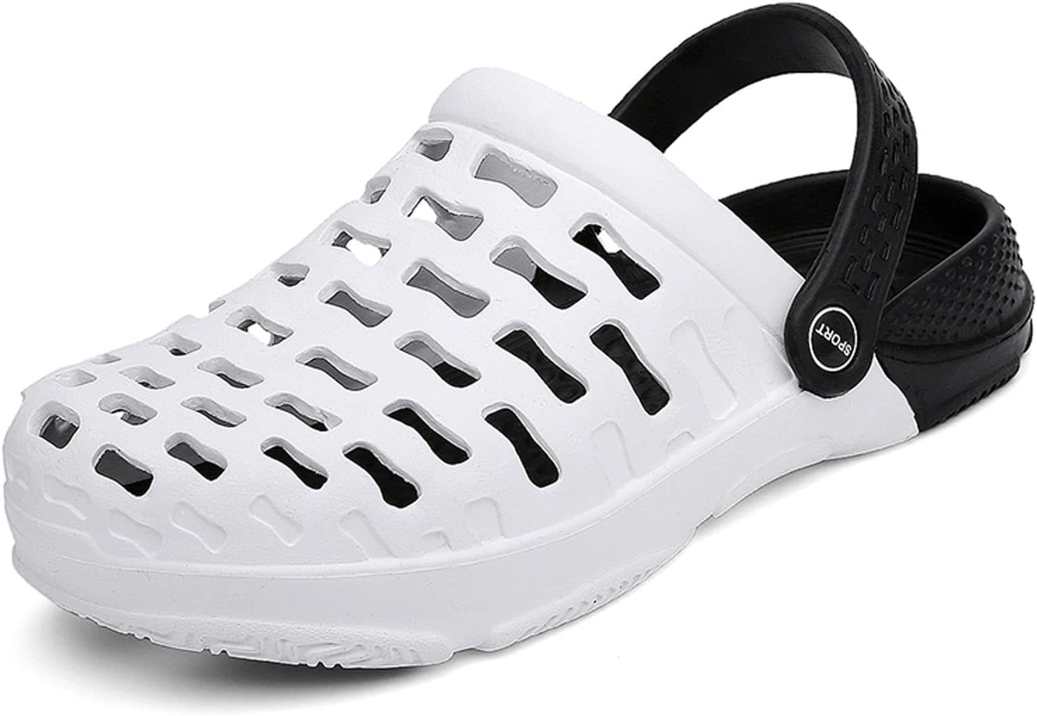 

Мужские садовые сабо Дышащие садовые туфли с поддержкой свода стопы Летние нескользящие шлепанцы для пляжа Meidiastra, белый/черный